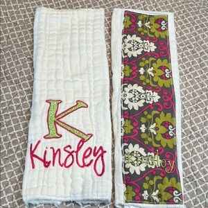 Personalized Kids Burp Cloth Set - White and Green